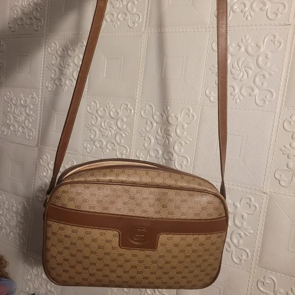 Gucci Micro Gg Interlocking Supreme Canvas Camel Leather CrossBody Bag AUTHENTIC - Picture 6 of 16